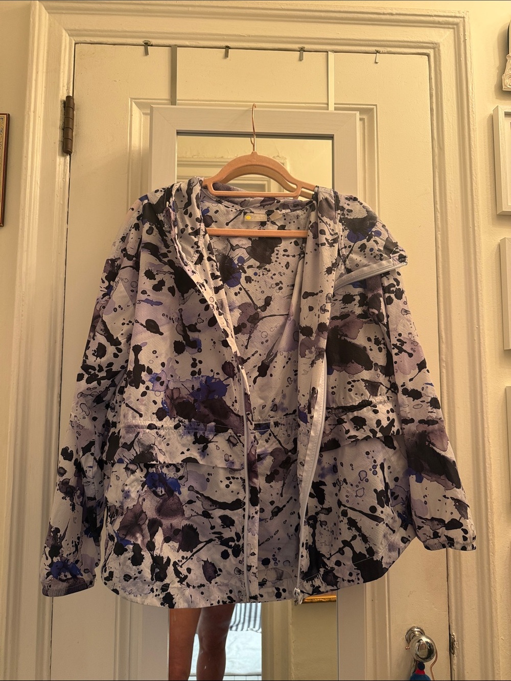Zella Sz M Light Lavender Splatter Hooded Jacket -